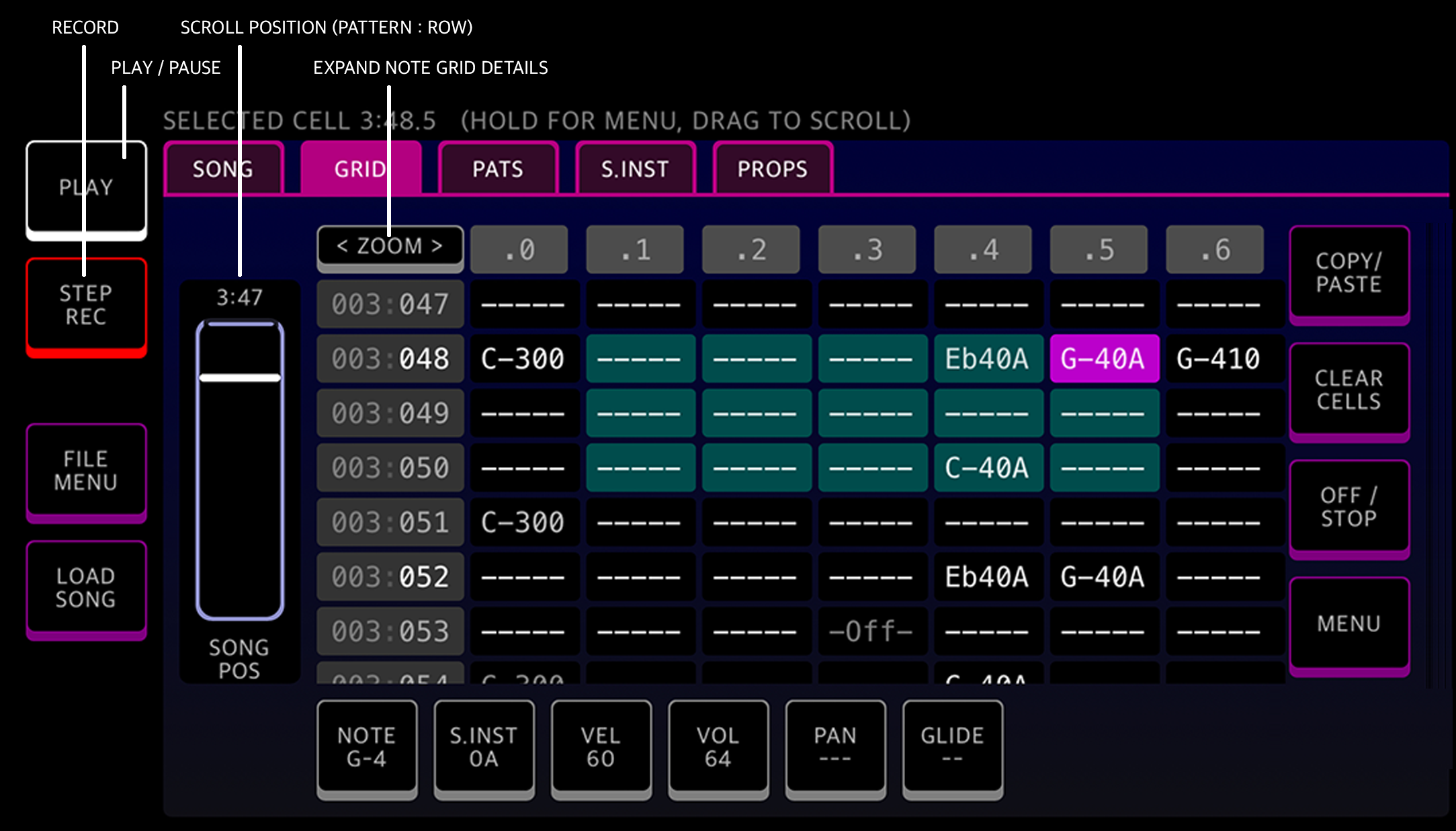 Screen shot of ANILOG sequencer editor interface